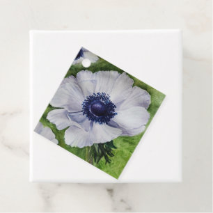 Étiquettes Cadeau Fleur d'anémone blanche et marine
