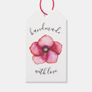 Étiquettes-cadeau Fleur d'aquarelle rose simple fait à la main avec