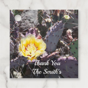 Étiquettes Cadeau Fleur de cactus jaune au printemps