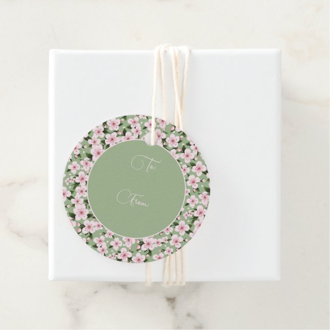 Étiquettes Cadeau Fleur de cerises (En situation)