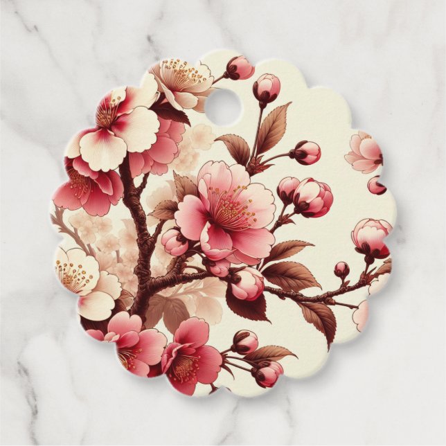 Étiquettes Cadeau Fleur de Cerisier (Devant)