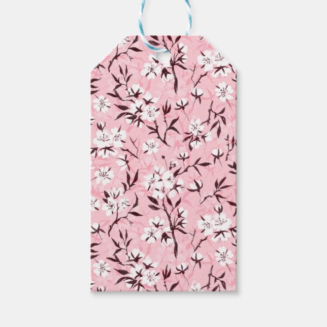Étiquettes-cadeau Fleur de cerisier blanc (Devant)