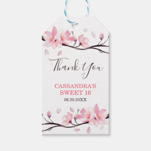 Étiquettes-cadeau Fleur de cerisier rose clair moderne Sakura annive