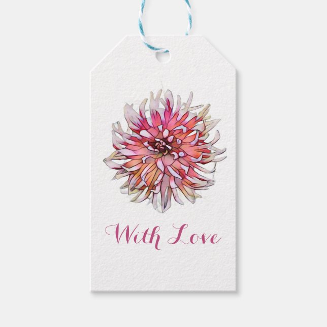 ÉTIQUETTES-CADEAU FLEUR DE DAHLIA (Devant)