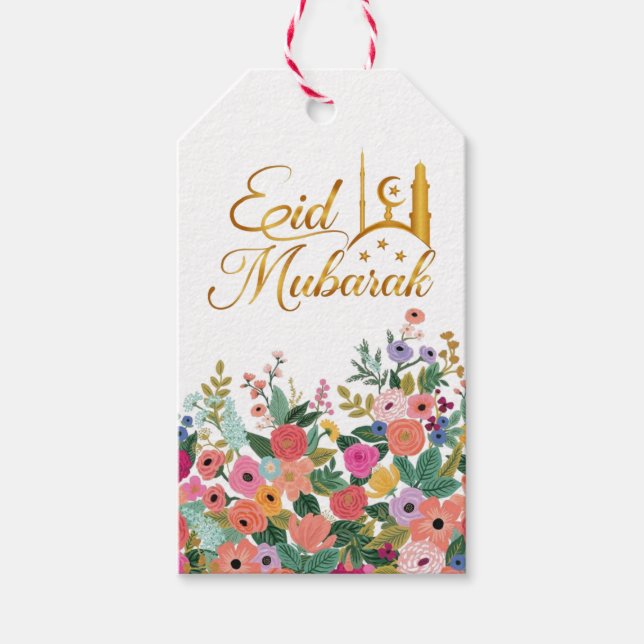 Étiquettes-cadeau Fleur de l'Aïd moubarak (Devant)