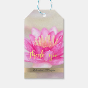 Étiquettes-cadeau Fleur de lotus à l'aquarelle avec effet bokeh