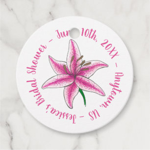 Étiquettes Cadeau Fleur de lys rose mariage Baby Shower Floral Garde