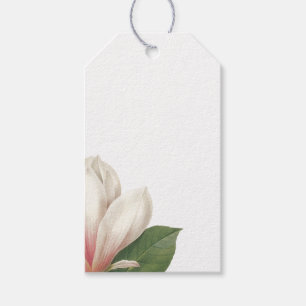 Étiquettes-cadeau Fleur de Magnolia du Sud   Rose et Blanc