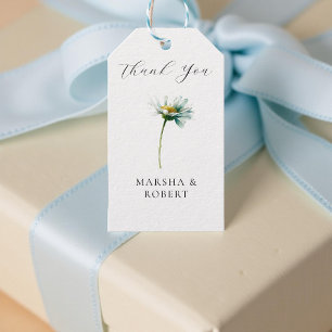 Étiquettes-cadeau Fleur de mariage élégante aquarelle de marguerite