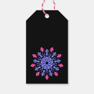 Étiquettes-cadeau Fleur de néon bleu et rouge