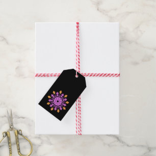 Étiquettes-cadeau Fleur de néon rose et orange