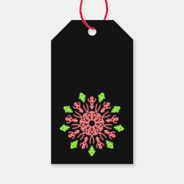 Étiquettes-cadeau Fleur de néon rouge et vert (Devant)