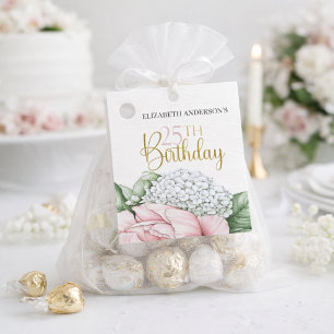 Étiquettes Cadeau Fleur de Pivoine Rose Pâle pour les 25 Ans