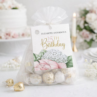 Étiquettes Cadeau Fleur de Pivoine Rose Pâle pour les 25 Ans 