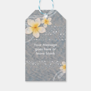 Étiquettes-cadeau Fleur de Plumeria Tropicale Gris Jaune Fête d'été
