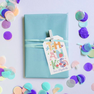 Étiquettes-cadeau Fleur de printemps pastel Merci pour votre anniver
