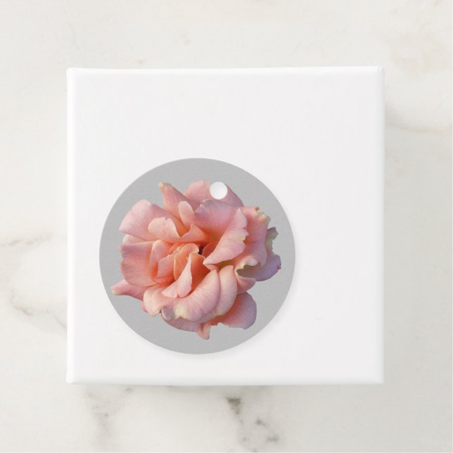 Étiquettes Cadeau fleur de rose rose (En situation)