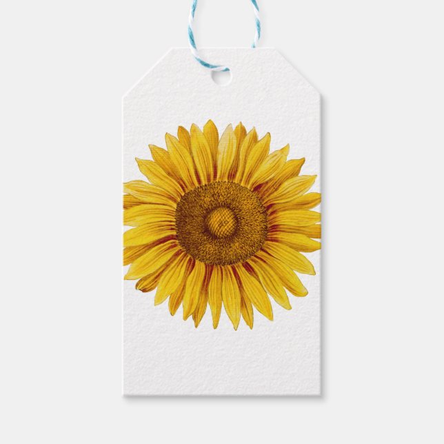 Étiquettes-cadeau Fleur de tournesol vintage joyeuse (Devant)