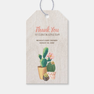 Étiquettes-cadeau Fleur du désert et Merci de Parties scintillant or