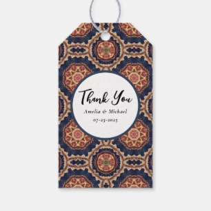 Étiquettes-cadeau Fleur fantaisie et Motif en forme d'étoile - Merci