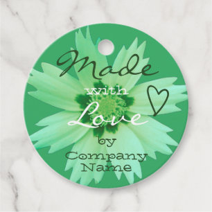 Étiquettes Cadeau Fleur Fleur Fabriquée avec Amour Léger Mint Vert