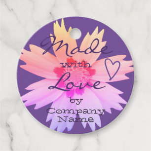 Étiquettes Cadeau Fleur Fleur Fabriquée avec Amour Rose Violet Lilac