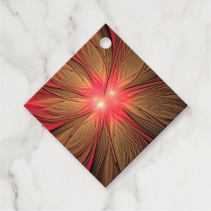 Étiquettes Cadeau Fleur fractale de fansy rouge