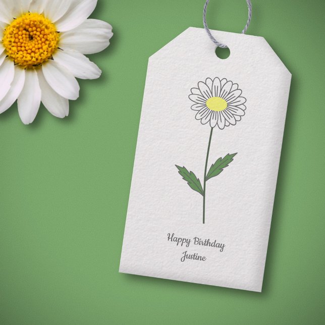 Étiquettes-cadeau Fleur pastel de marguerite botanique (Daisy Flower White Gift Tag)