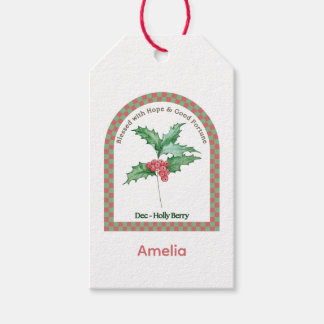 Étiquettes-cadeau Fleur personnalisée du mois de naissance de décemb