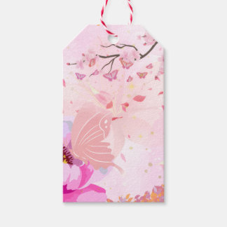 Étiquettes-cadeau fleur rose 