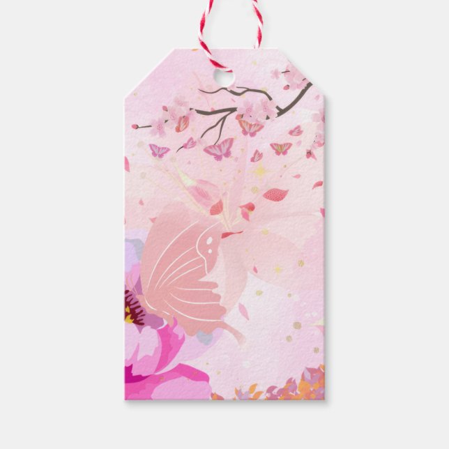 Étiquettes-cadeau fleur rose  (Devant)