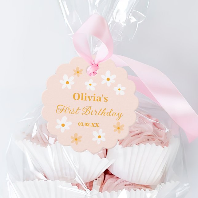 Étiquettes Cadeau Fleur rose marguerite Printemps Fleur Fleur Fille  (Créateur téléchargé)