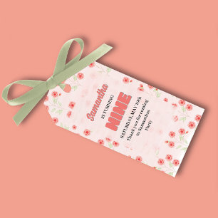 Étiquettes-cadeau Fleur rose Neuvième anniversaire Fête Personnalisé