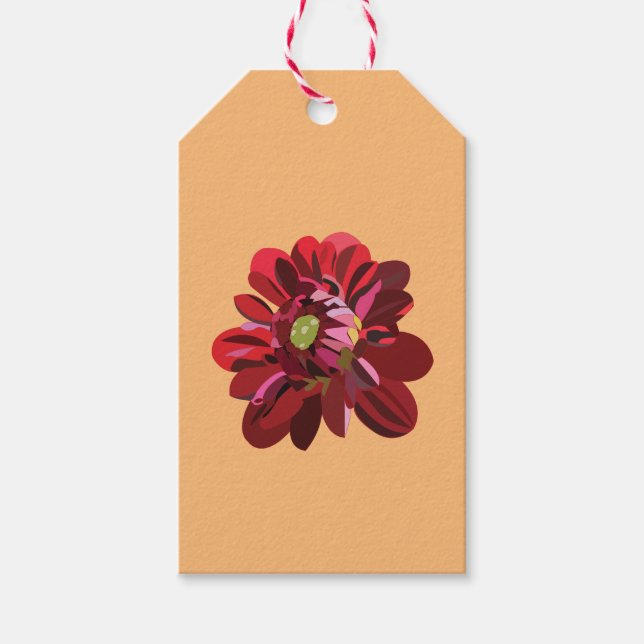 Étiquettes-cadeau Fleur Rouge Dahlia (Devant)