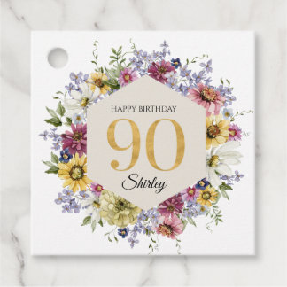 Étiquettes Cadeau Fleur Sauvage 90e Anniversaire Personnalisé