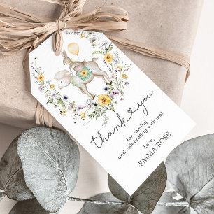 Étiquettes-cadeau Fleur sauvage agneau et Merci de ballon lapin