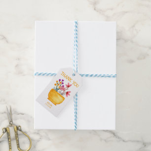 Étiquettes-cadeau Fleur sauvage aquarelle sur Merci