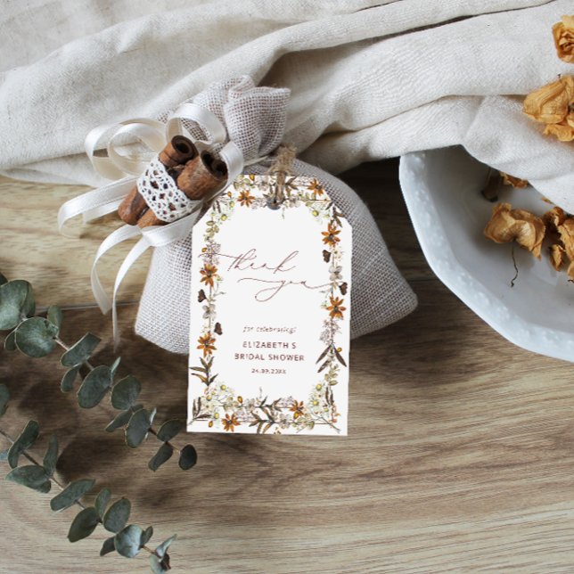 Étiquettes-cadeau Fleur sauvage automne Fête des mariées élégante (Créateur téléchargé)