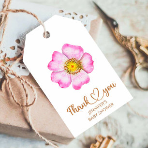 Étiquettes-cadeau Fleur sauvage bébé en baby shower fleuri
