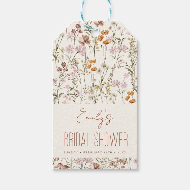 Étiquettes-cadeau Fleur Sauvage Bohème Baby Shower Aquarelle en Fleu (Devant)