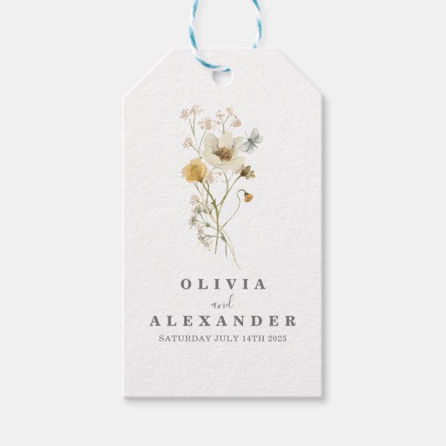 Étiquettes-cadeau Fleur sauvage boho jardin floral (Devant)