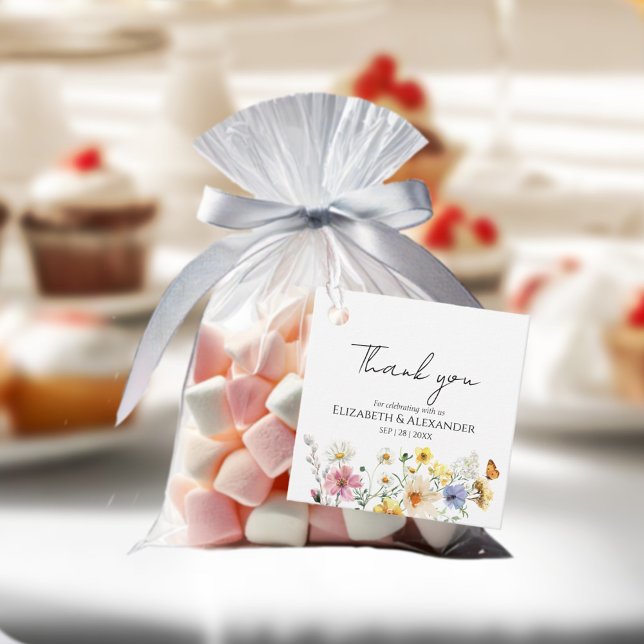 Étiquettes Cadeau Fleur sauvage Boho Mariage merci (Créateur téléchargé)