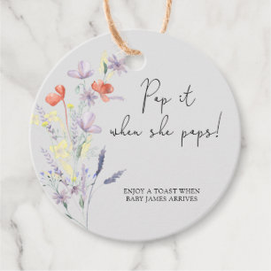 Étiquettes Cadeau Fleur sauvage boho Pop it quand elle pop baby show