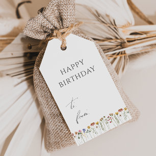 Étiquettes-cadeau Fleur sauvage coloré Joyeux anniversaire