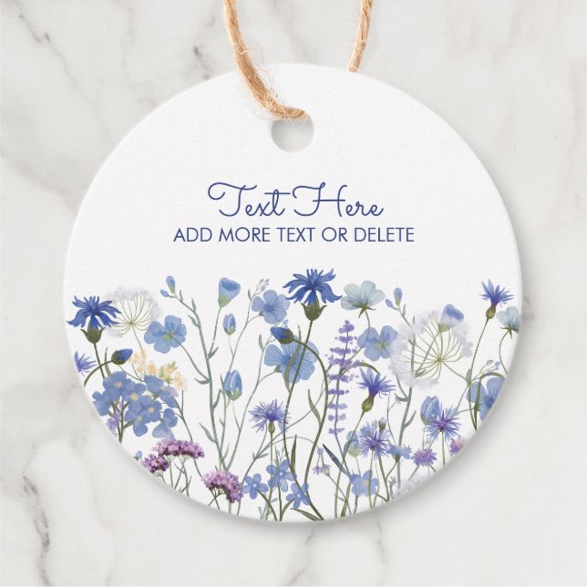 Étiquettes Cadeau Fleur sauvage d'aquarelle bleu Meadow (Devant)