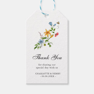 Étiquettes-cadeau Fleur sauvage d'aquarelle Merci Mariage Floral