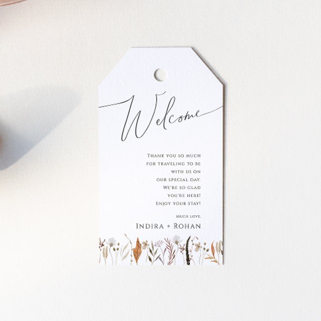 Étiquettes-cadeau Fleur sauvage d'automne Boho | Bienvenue Mariage (Créateur téléchargé)