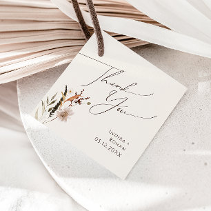 Étiquettes Cadeau Fleur sauvage d'automne Boho   Merci beige