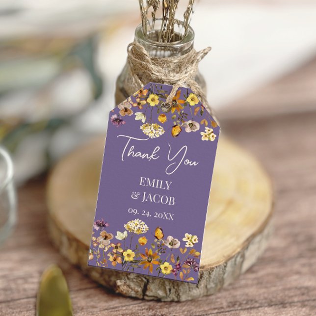 Étiquettes-cadeau Fleur sauvage de lavande Mariage Boho (Créateur téléchargé)