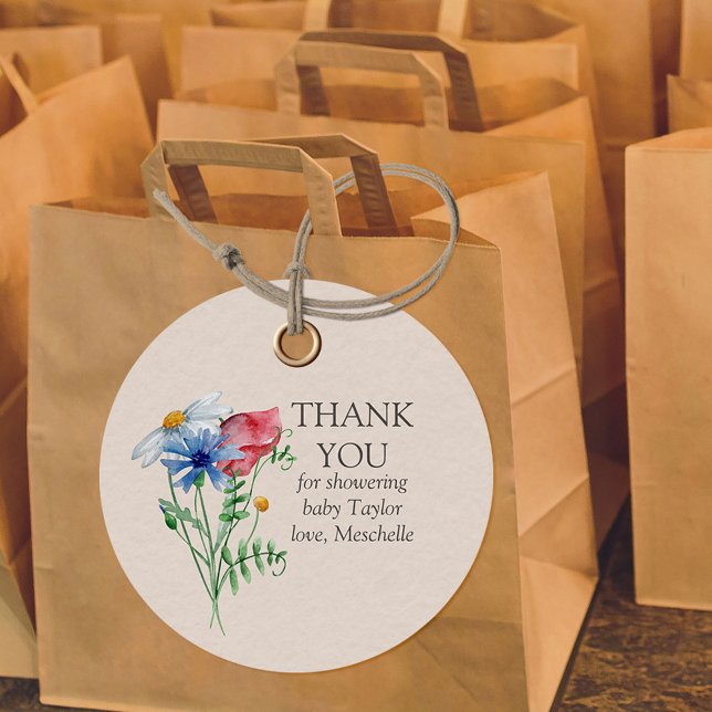Étiquettes Cadeau Fleur sauvage de pays personnalisé Merci (Wildflower thank you favor tags  with custom message from my Wildflower Charm collection)